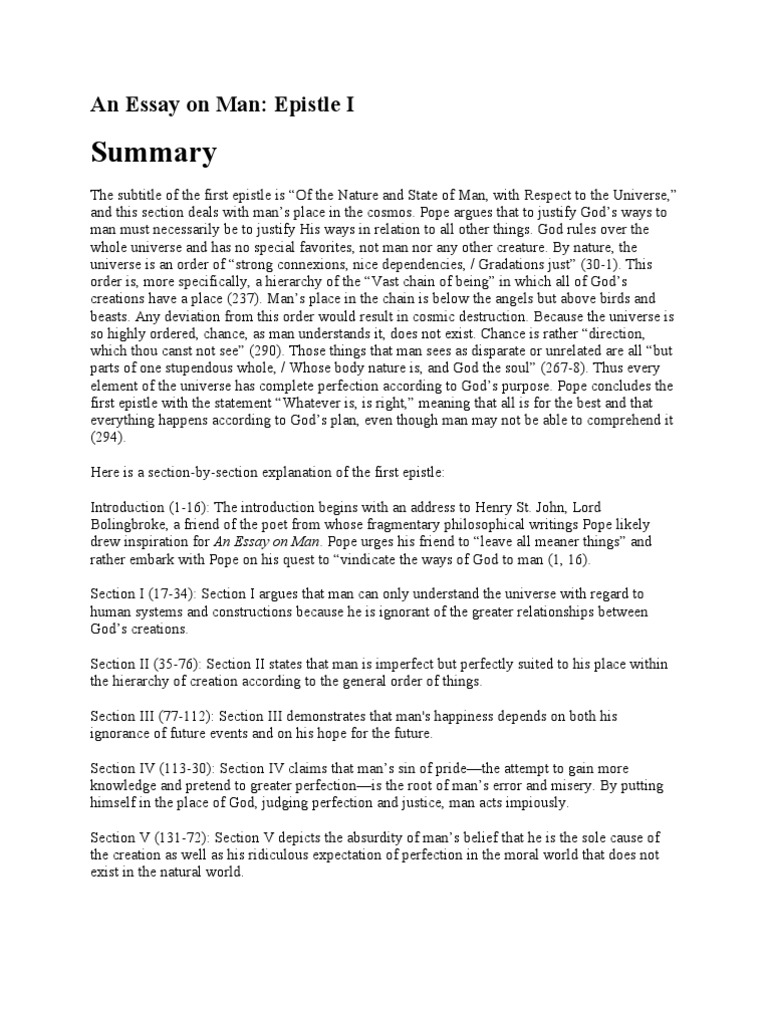 Essay on man epistle 1 audio know then thyself poem summary in hindi